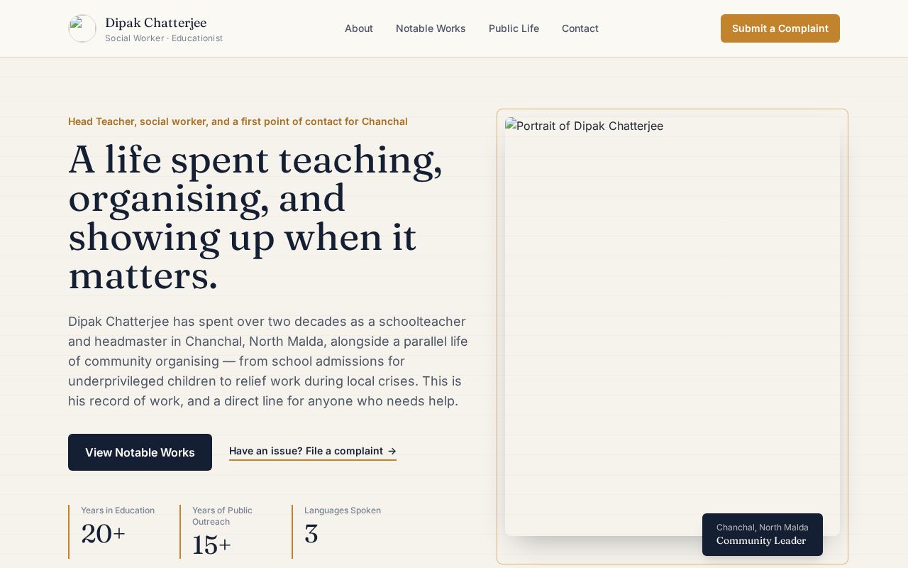 Preview of website for dipak chatterjee