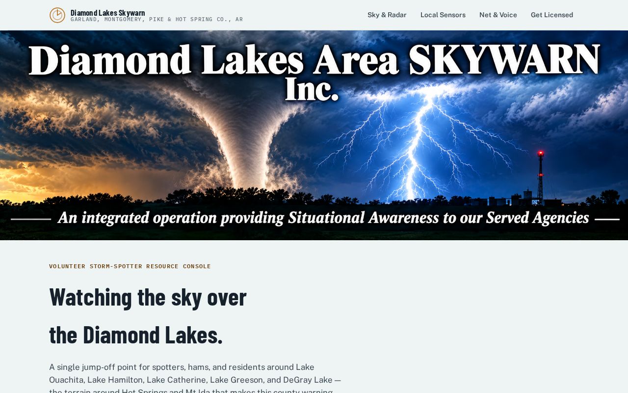 Preview of Diamond Lakes Area Skywarn webpage