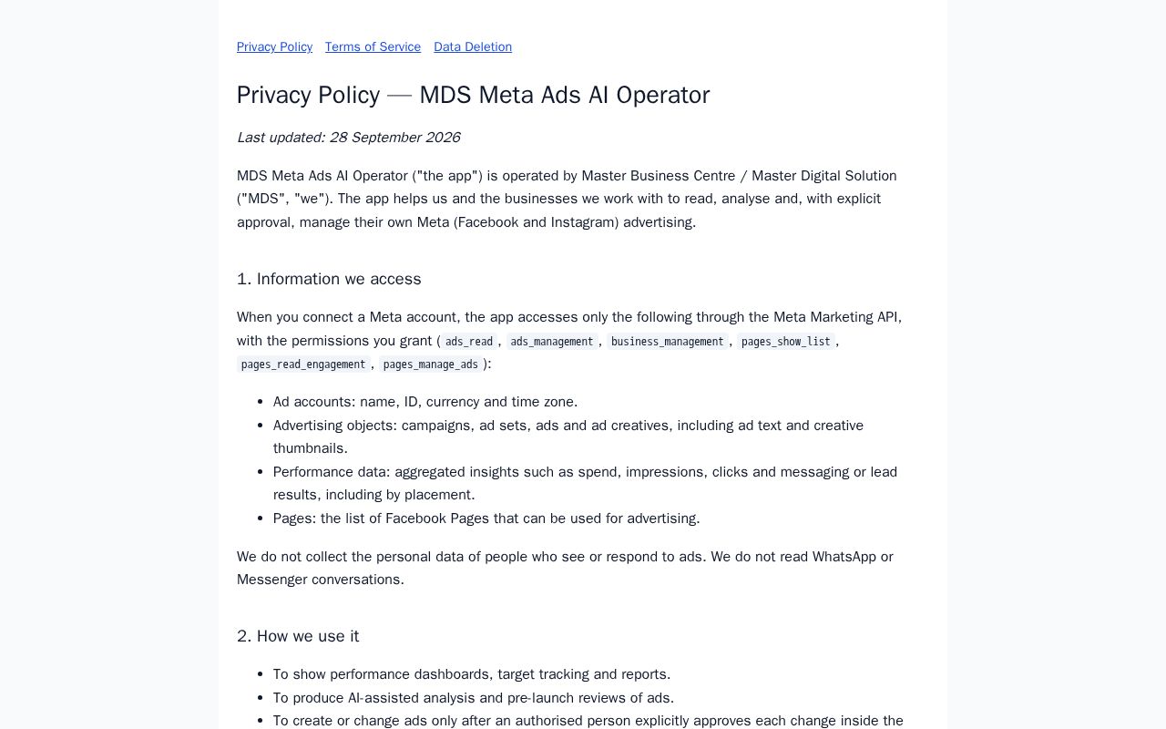 Preview of MDS Meta Ads AI Operator