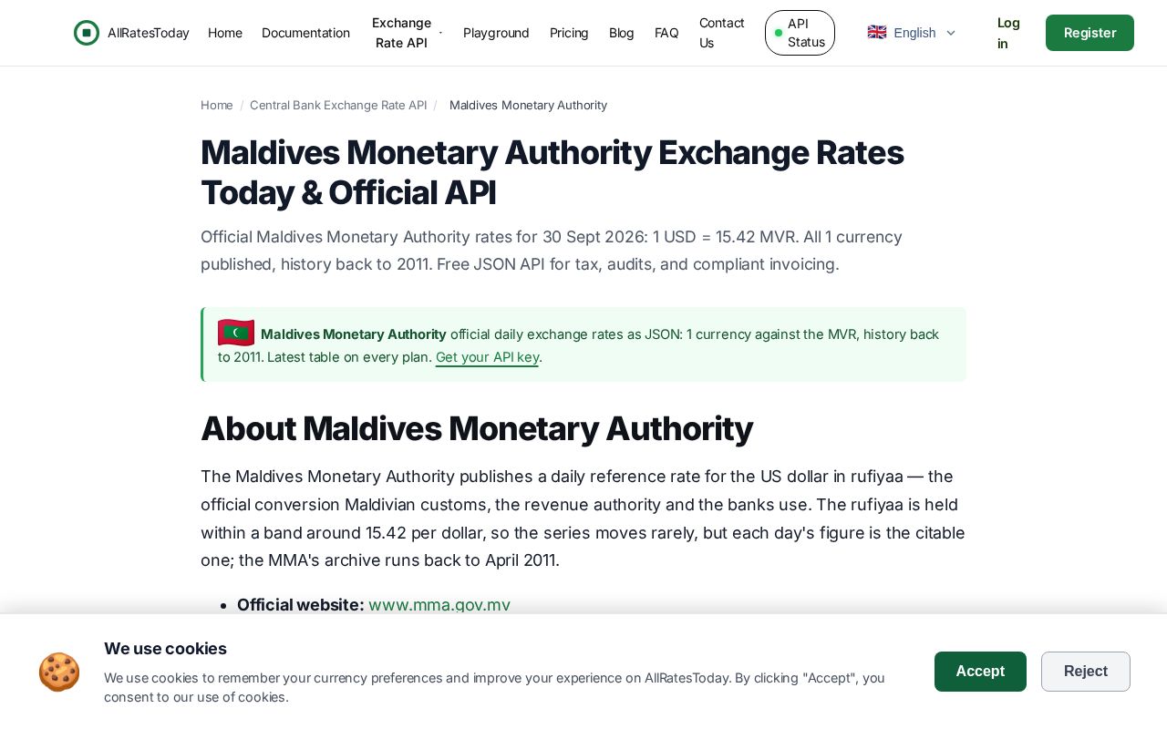 Preview of Maldives Monetary Authority Exchange Rate