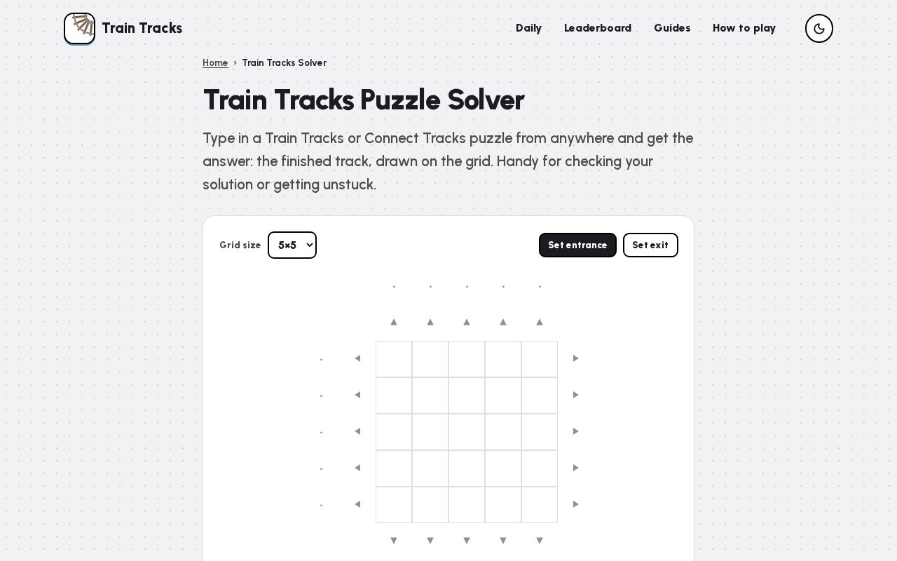 Preview of Train Tracks Puzzle Solver