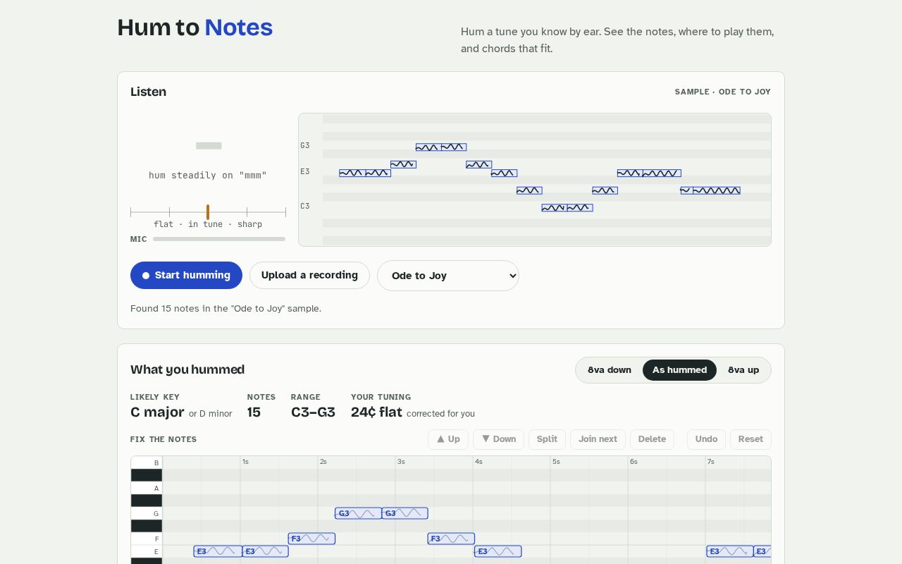 Preview of Hum to Notes