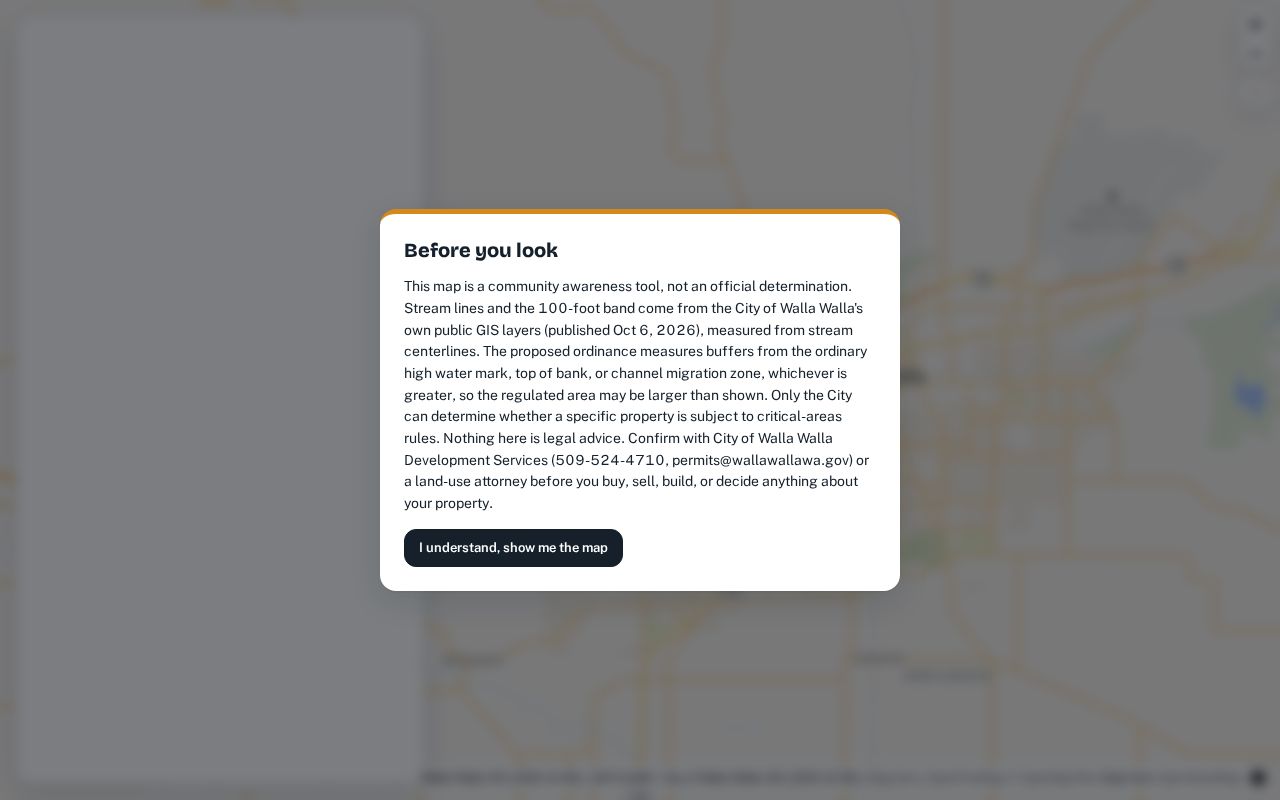 Preview of Walla Walla Creek Buffer Map