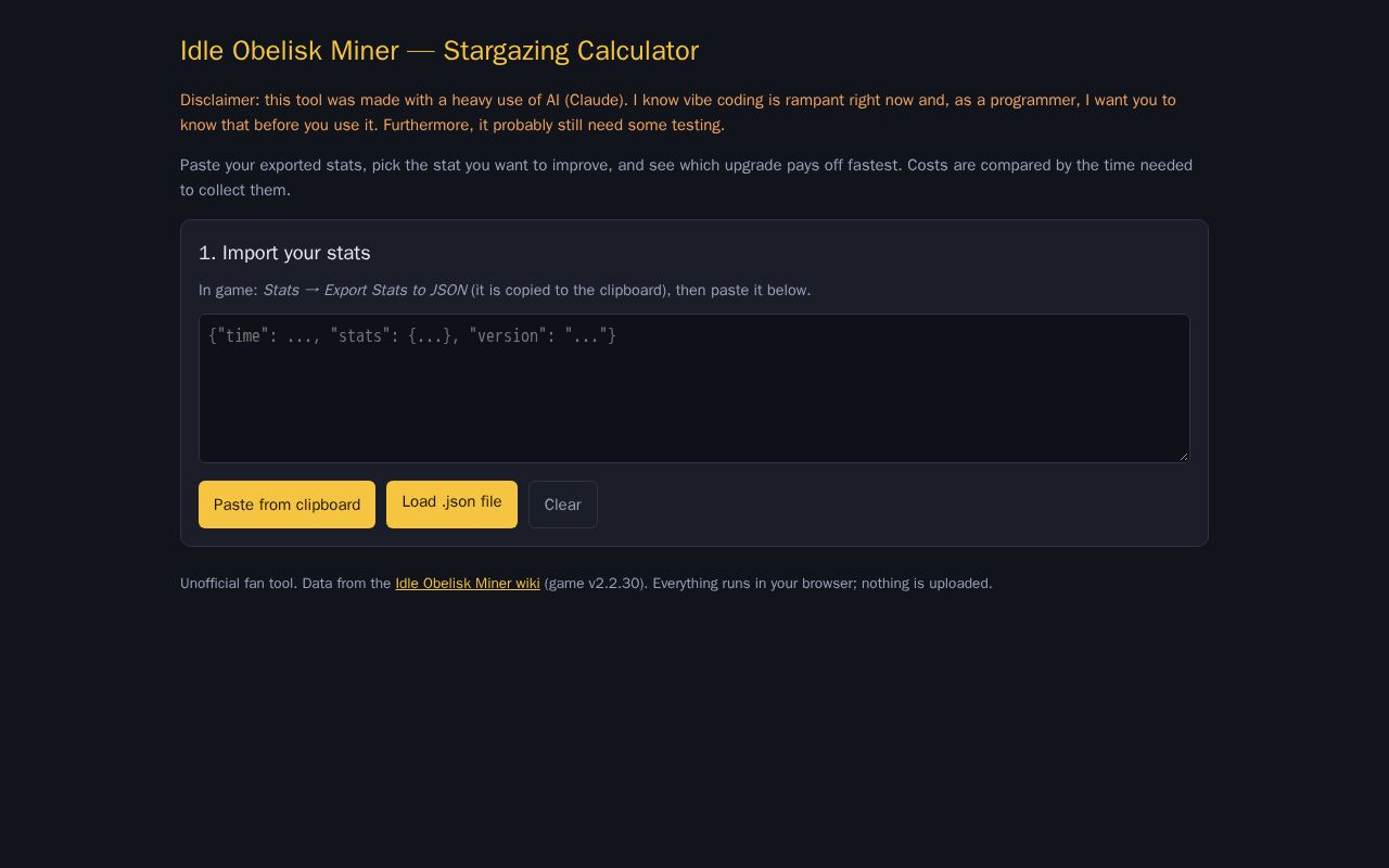 Preview of Iom Stargazing Calculator