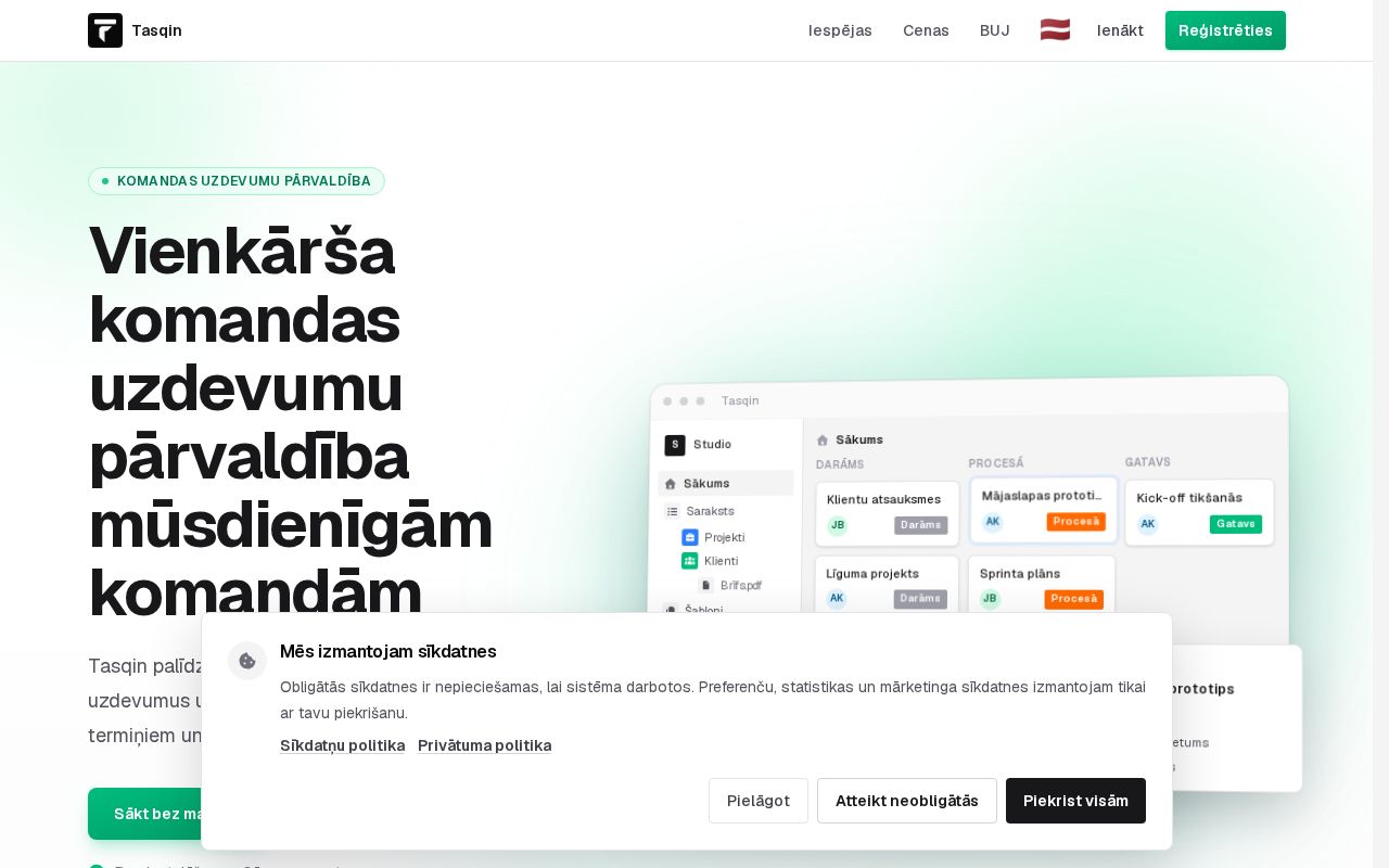 Preview of Team work tool with public landing and sidebar app