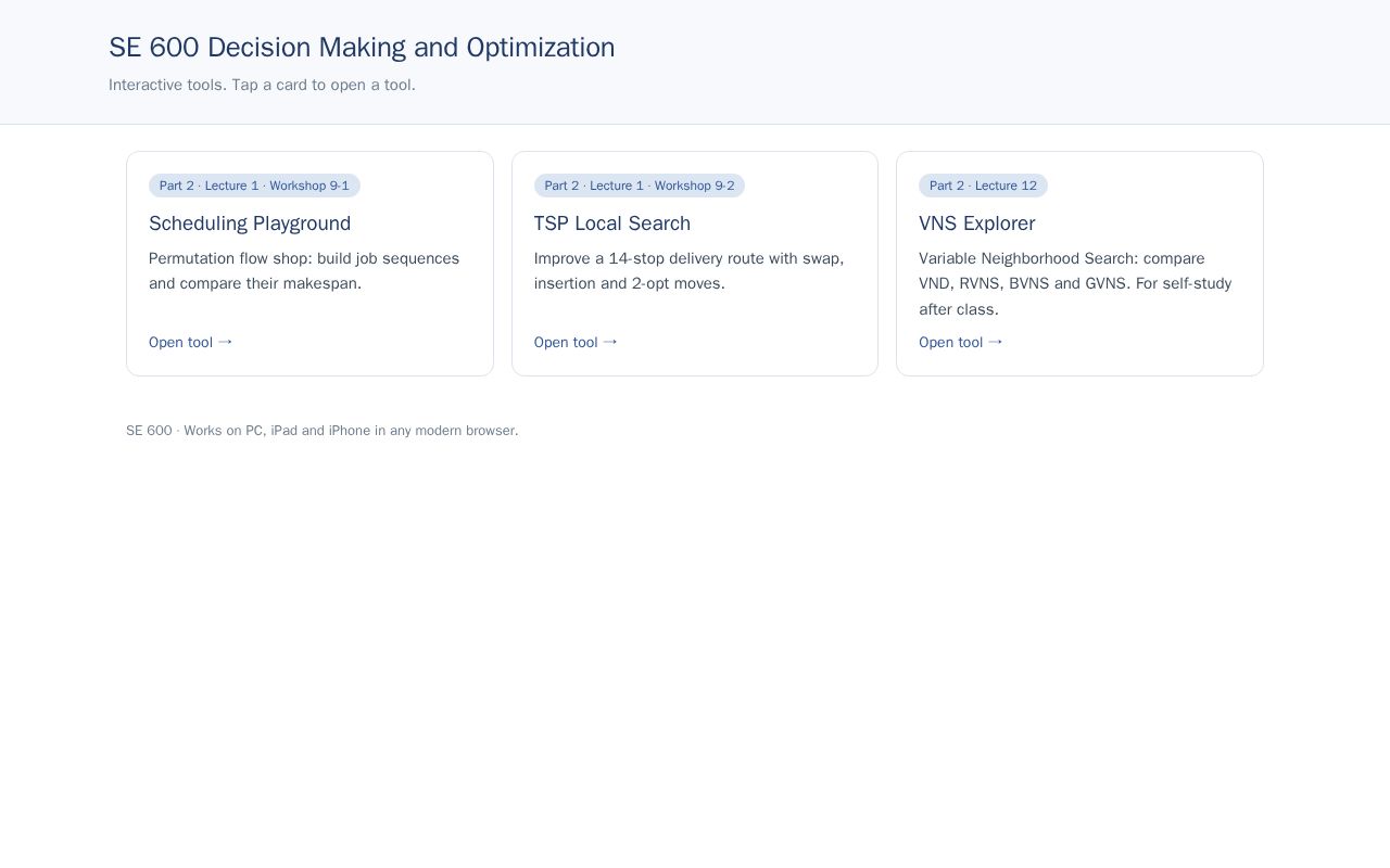 Preview of SE600 OR Tools