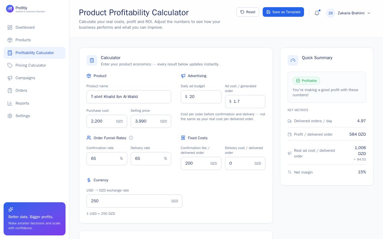 Preview of Profitly Smarter E Commerce Decisions