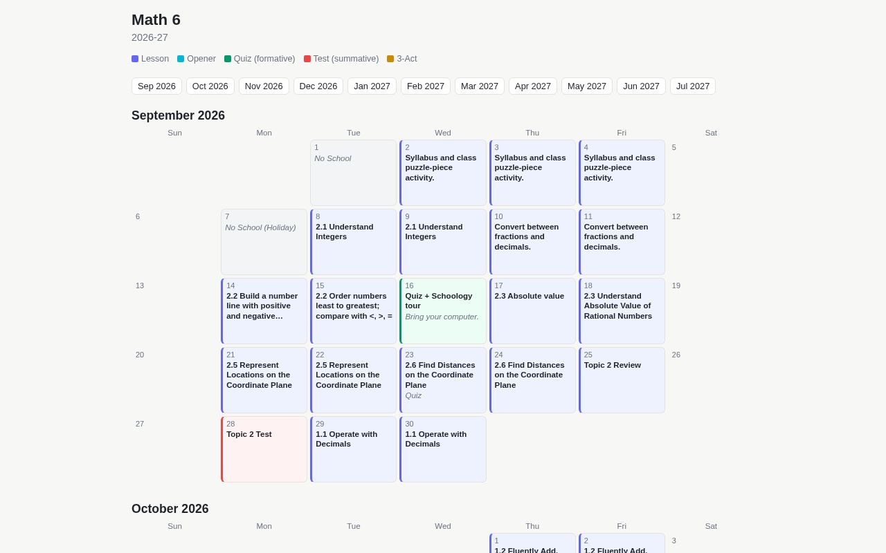 Preview of Teacher Calendar