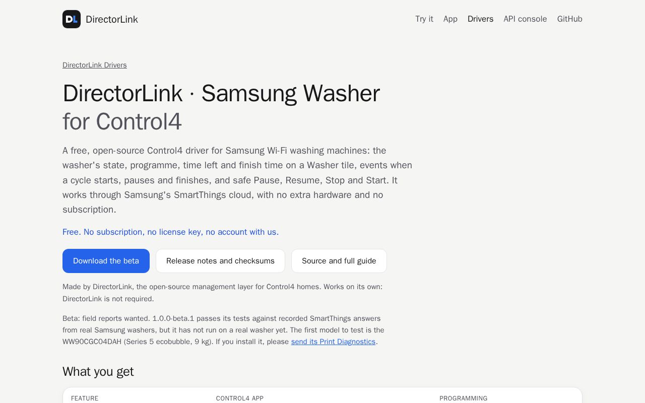 Preview of DirectorLink Samsung Washer