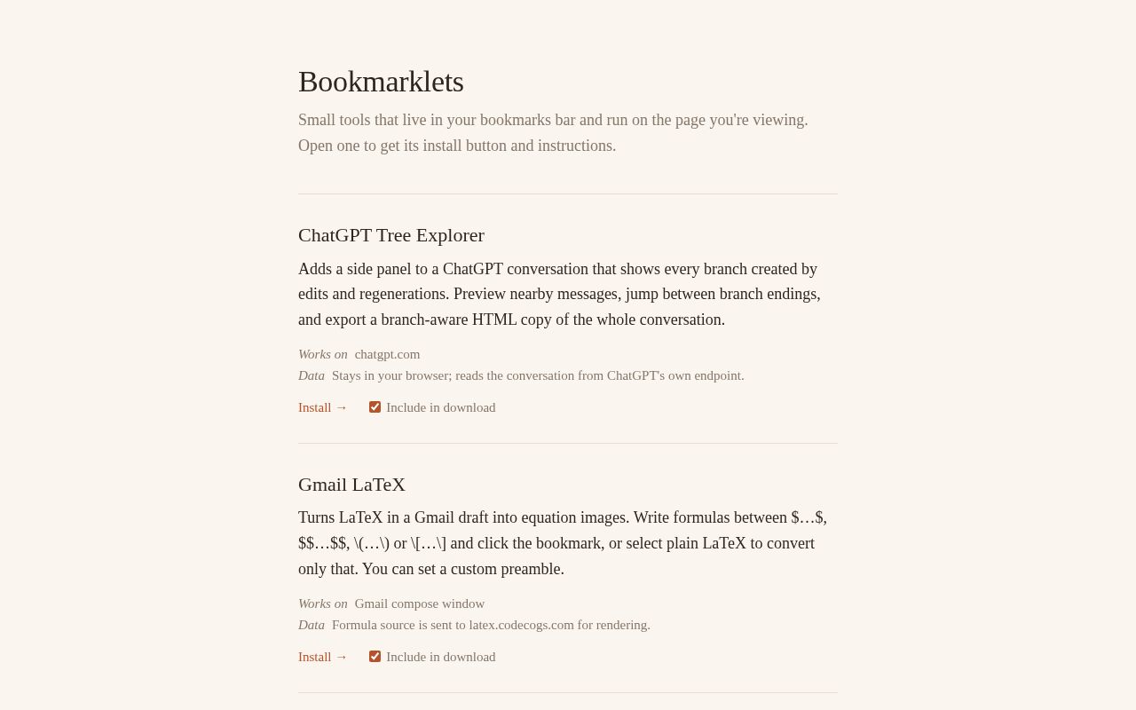 Preview of Bookmarklets