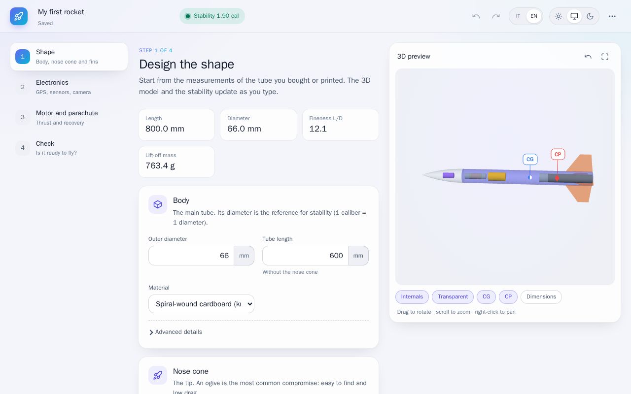 Preview of Rocket Design Assistant