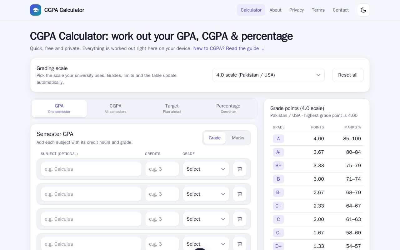 Preview of Cgpa Calculator