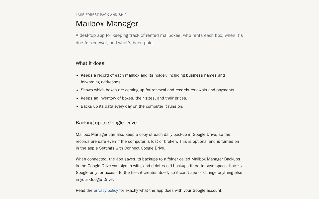 Preview of Mailbox Manager Site