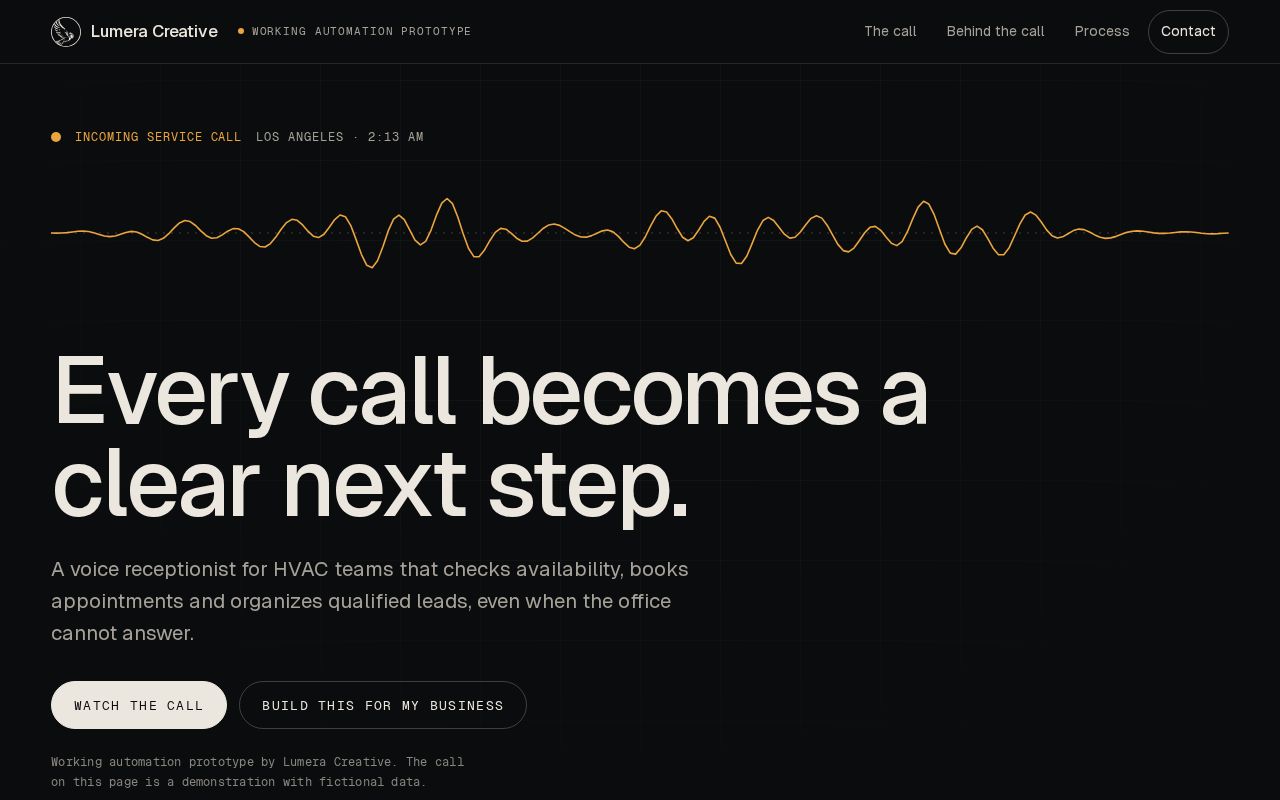 Preview of Lumera Hvac Receptionist