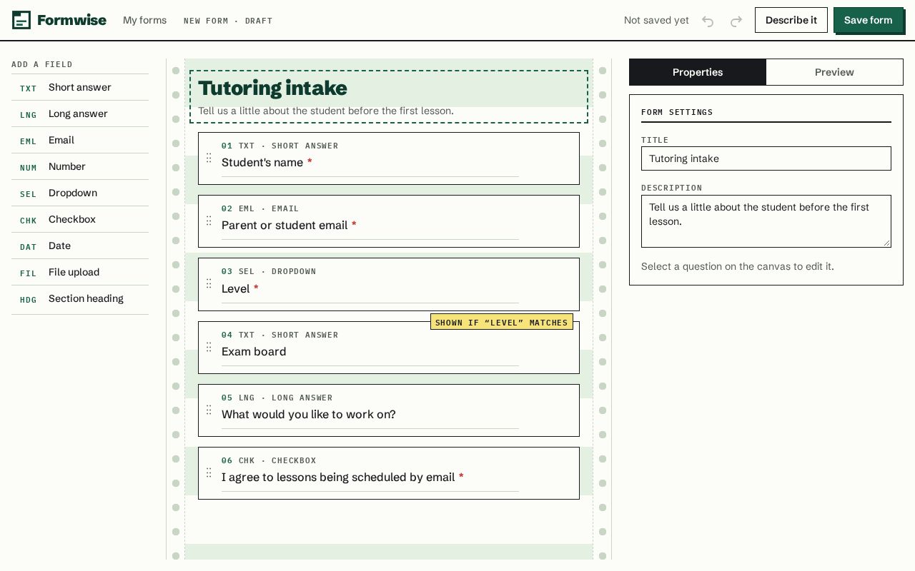 Preview of New form