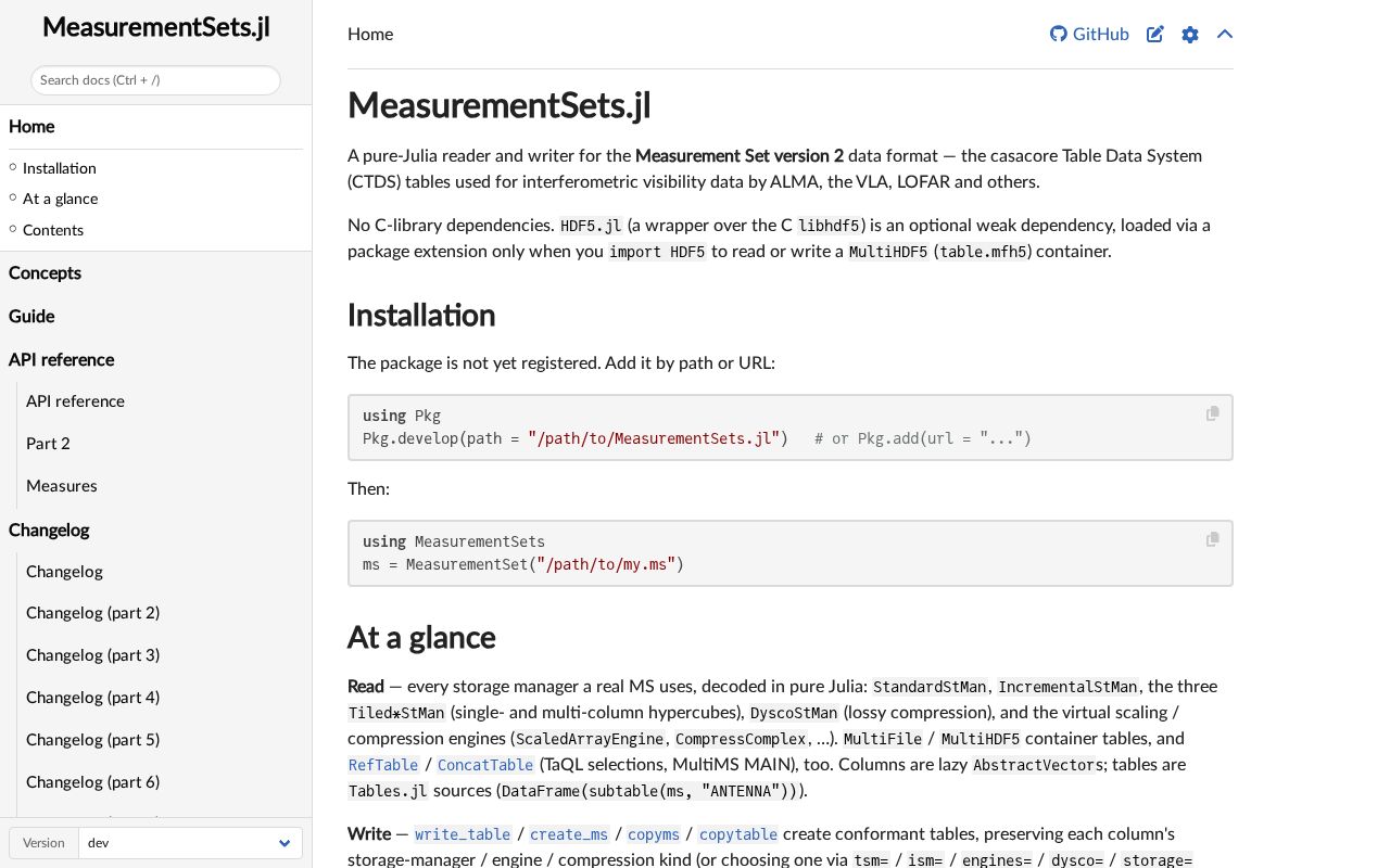 Preview of MeasurementSets Jl