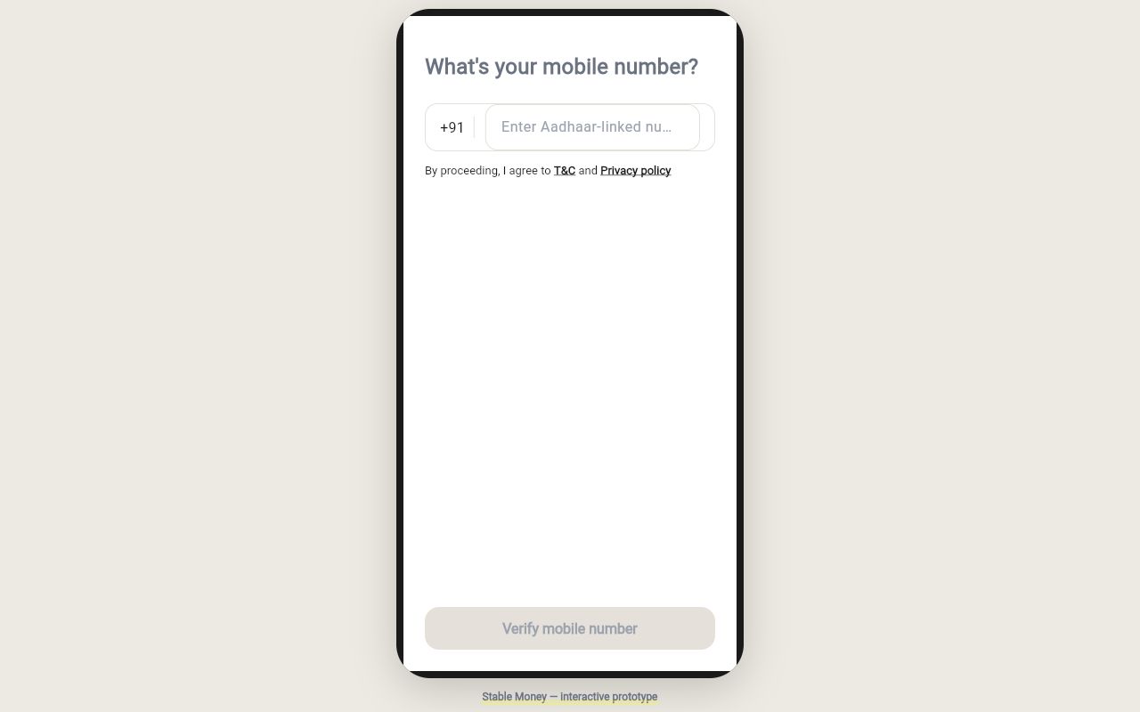 Preview of Stable Money Prototype