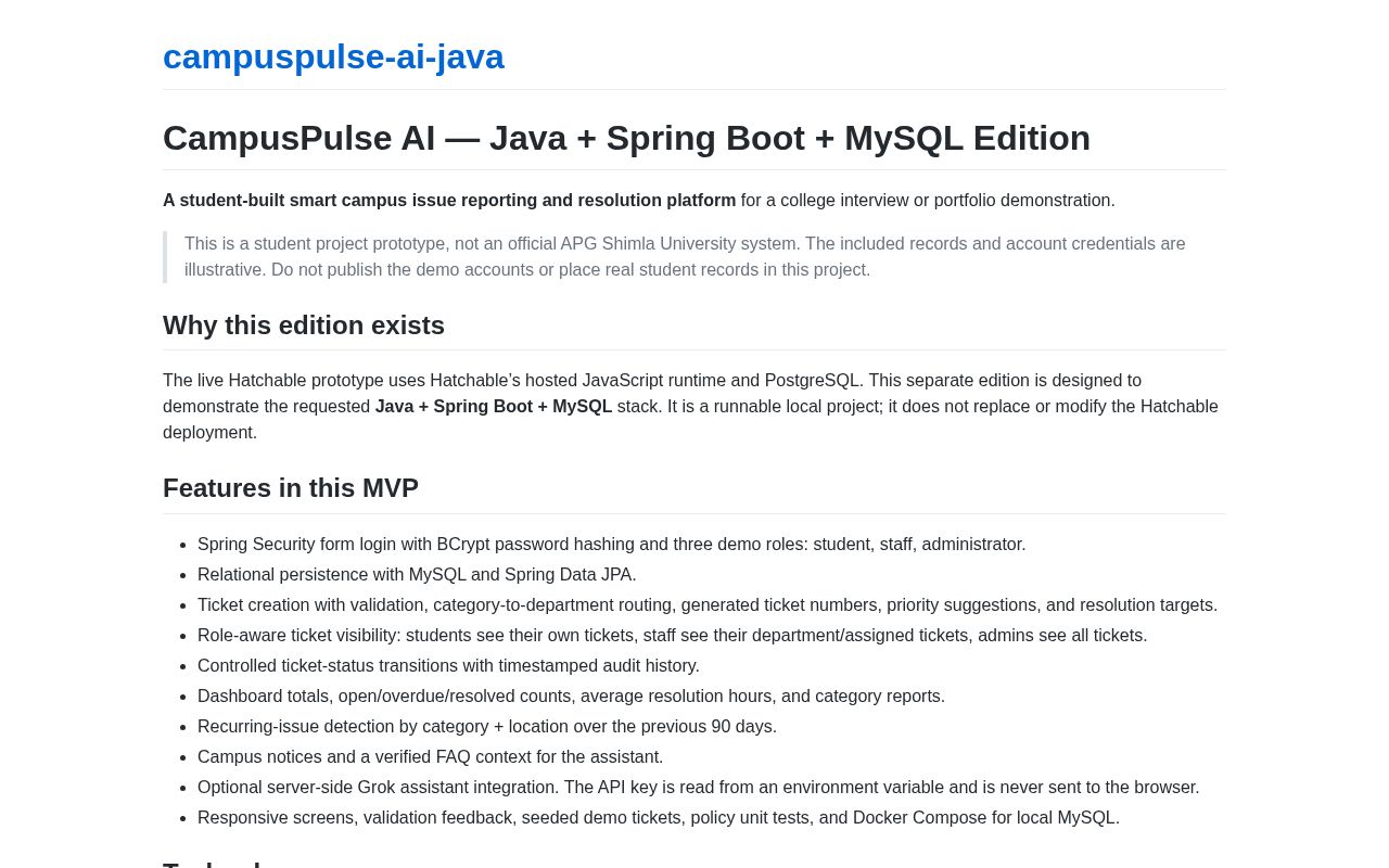 Preview of Campuspulse Ai Java