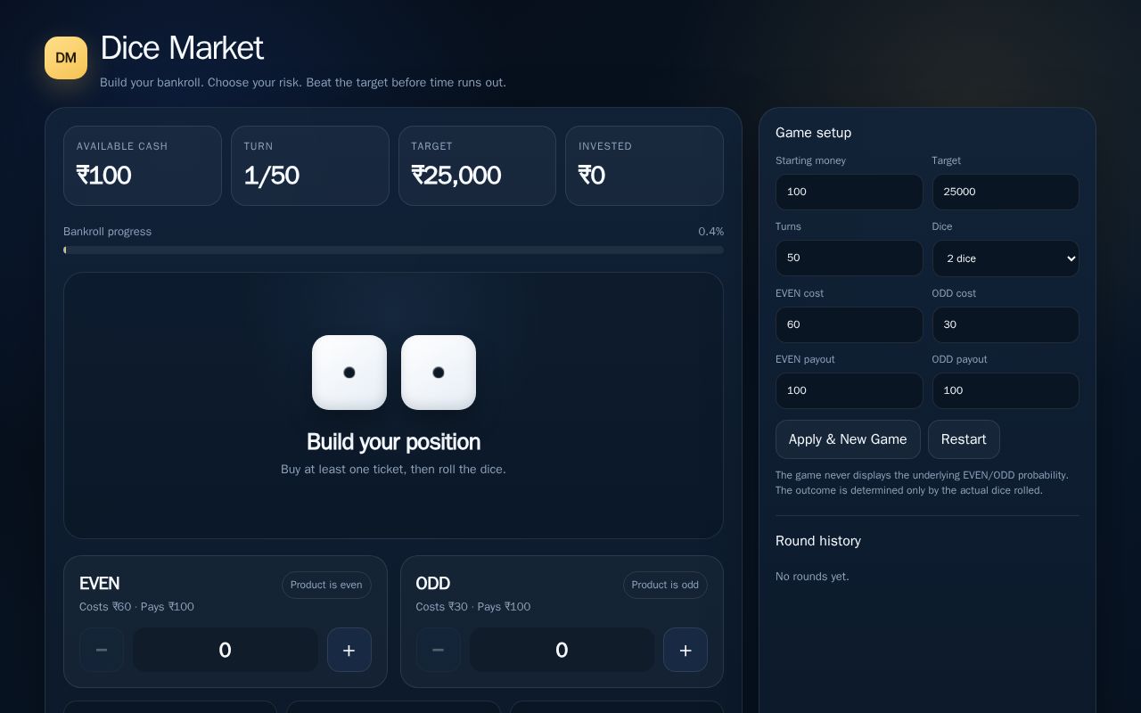Preview of Dice Market Game
