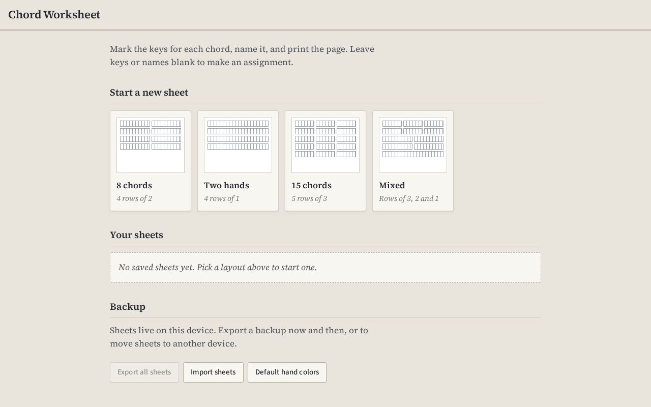 Preview of Piano Chord Worksheet