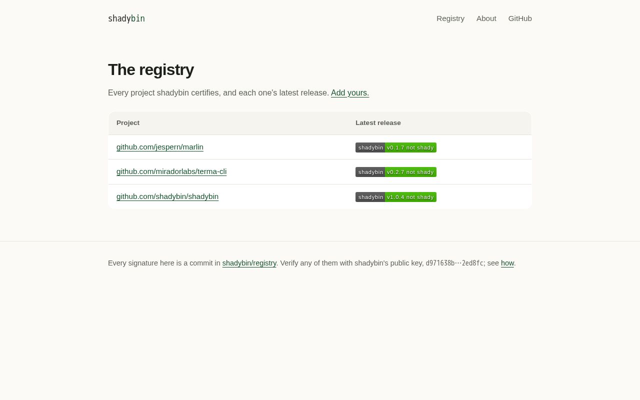 Preview of The shadybin registry