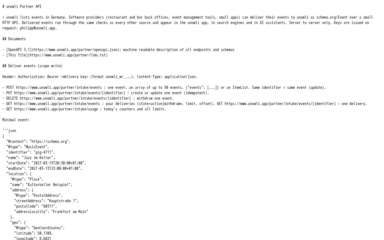 Preview of Unowli Api