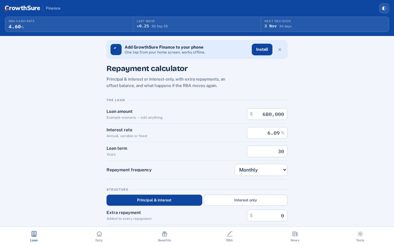 Preview of GrowthSure Finance App