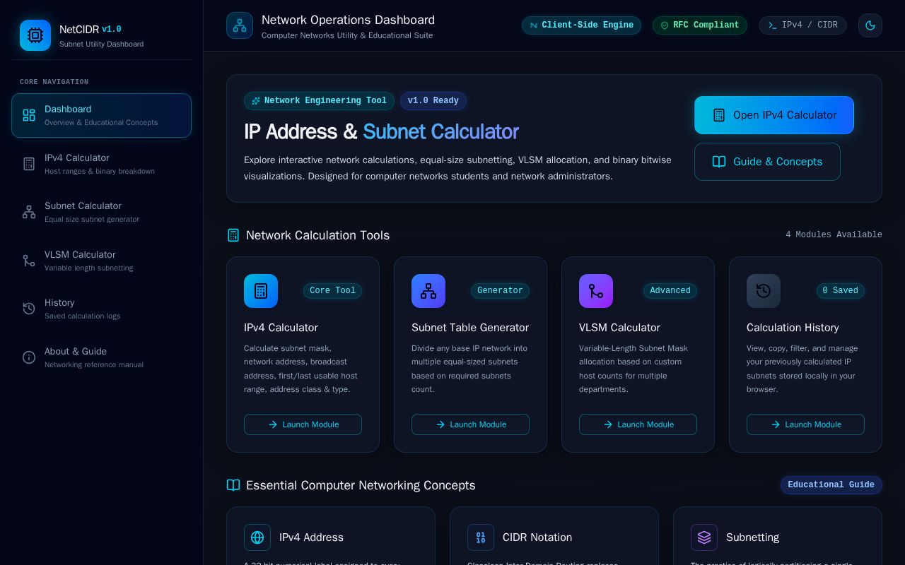 Preview of IPaddress Subnet Calculator
