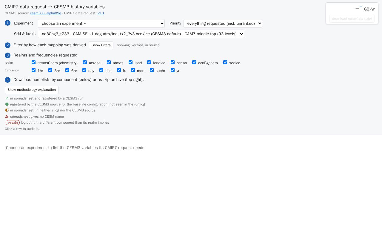 Preview of CESM3-CMIP7-output-planner