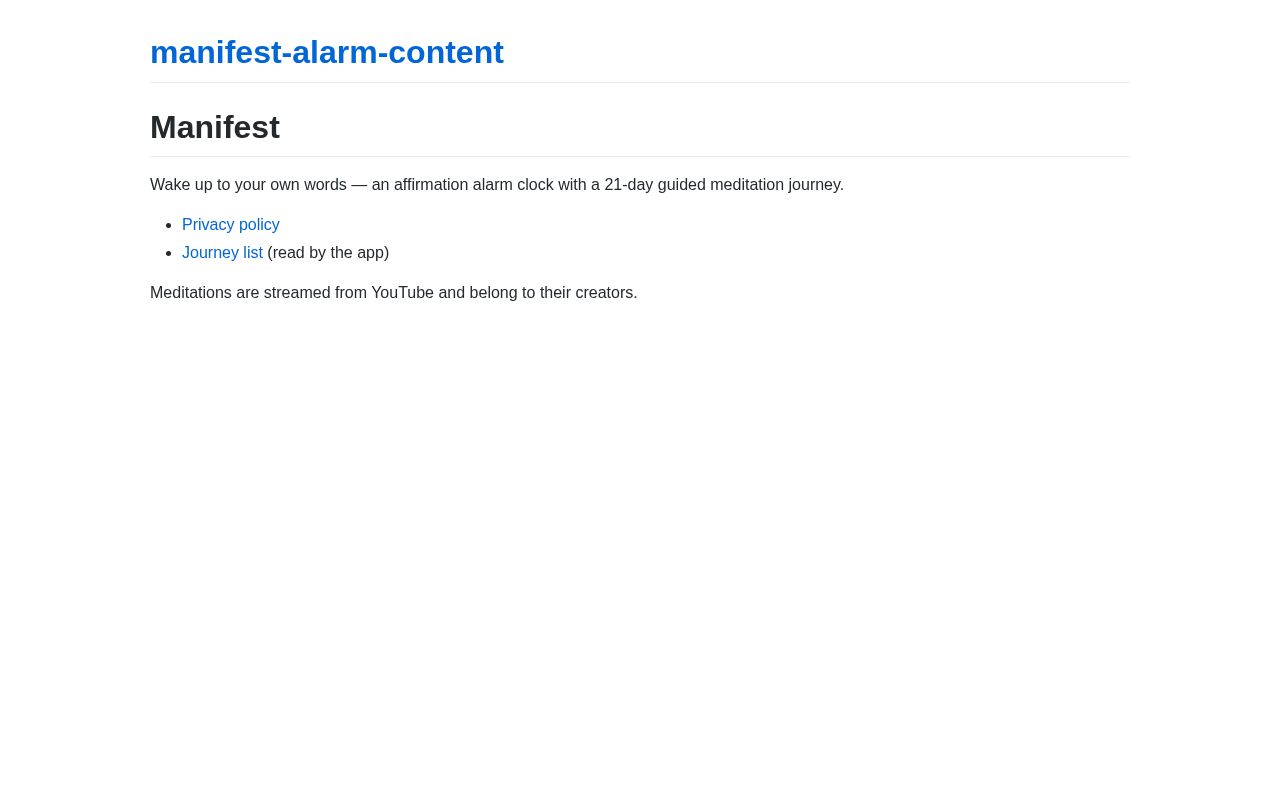 Preview of Manifest Alarm Content
