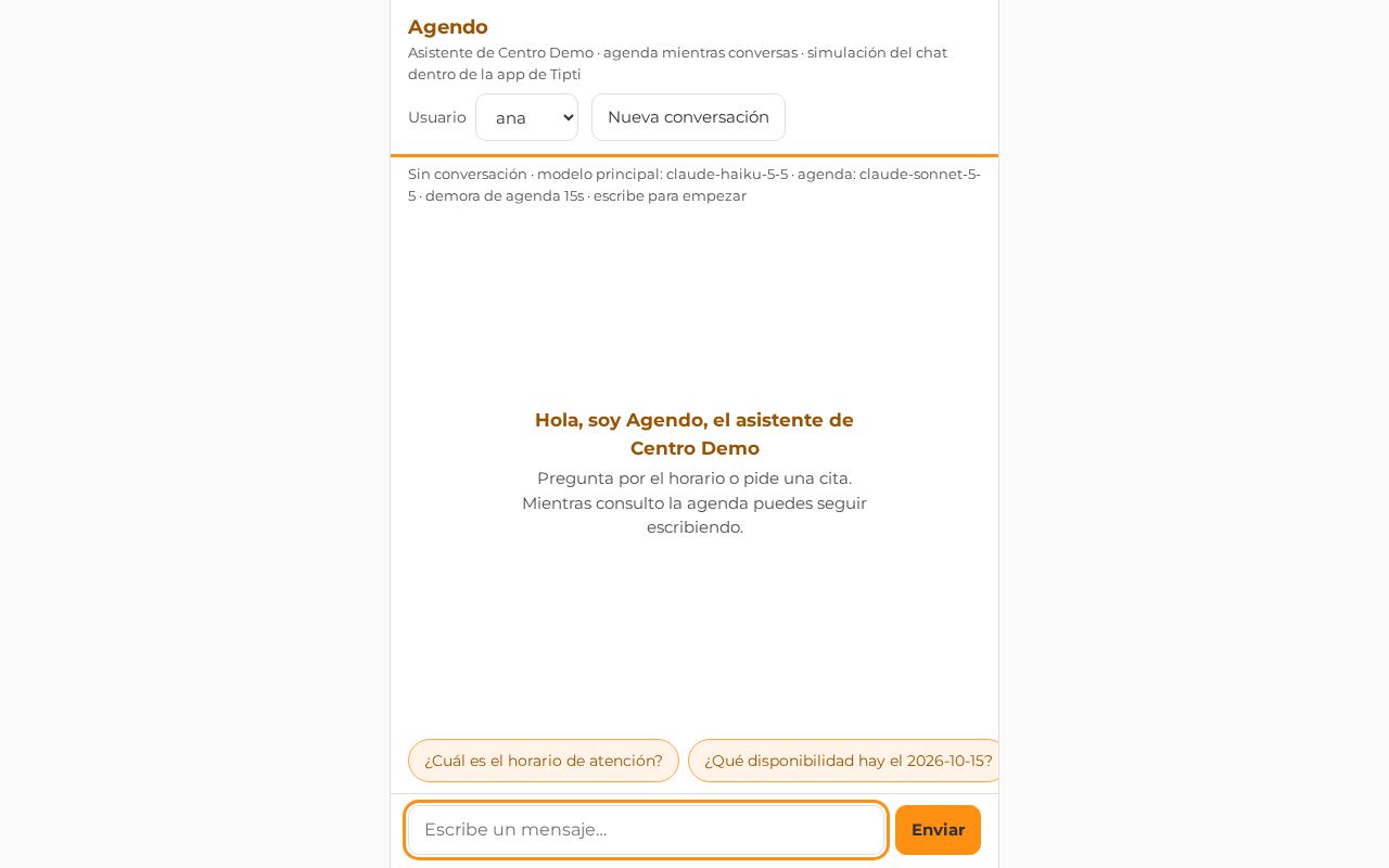 Preview of Agendo · agenda mientras conversas