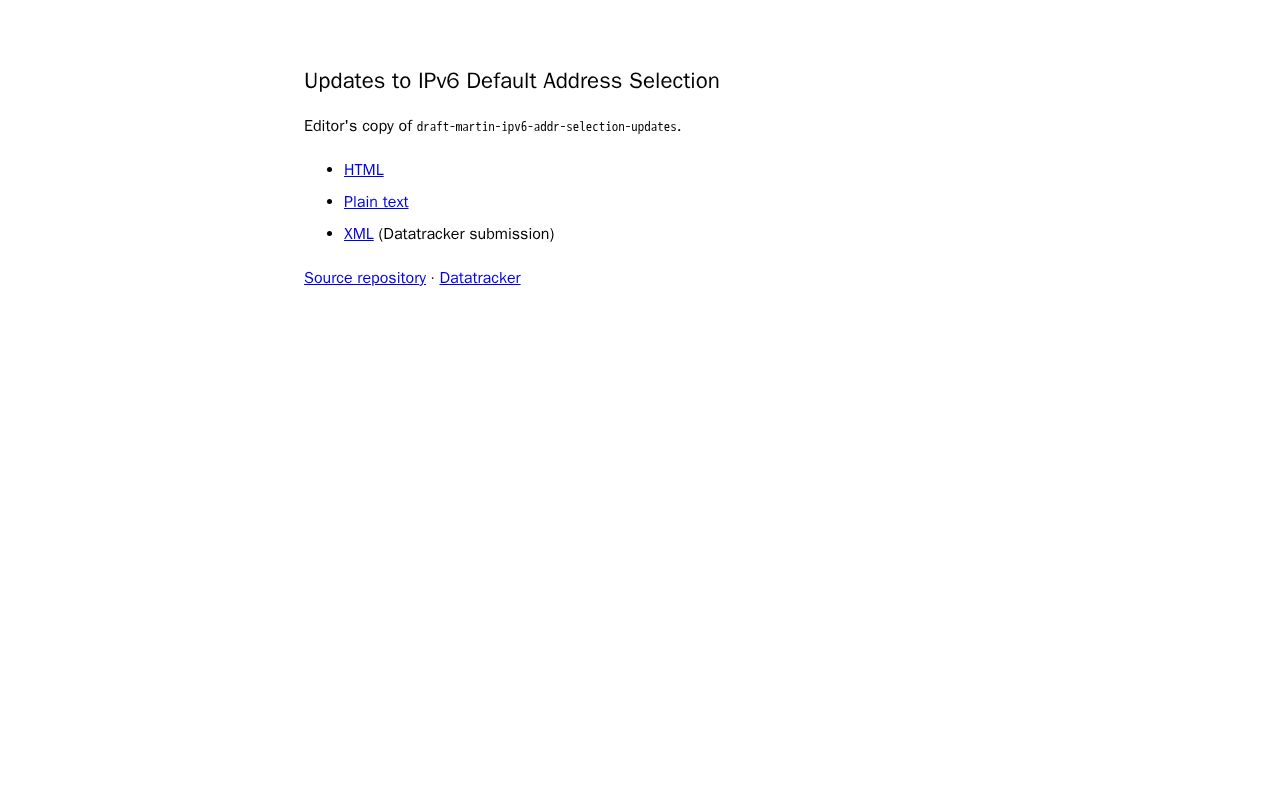 Preview of Ietf Draft Ipv6 Addr Selection Updates