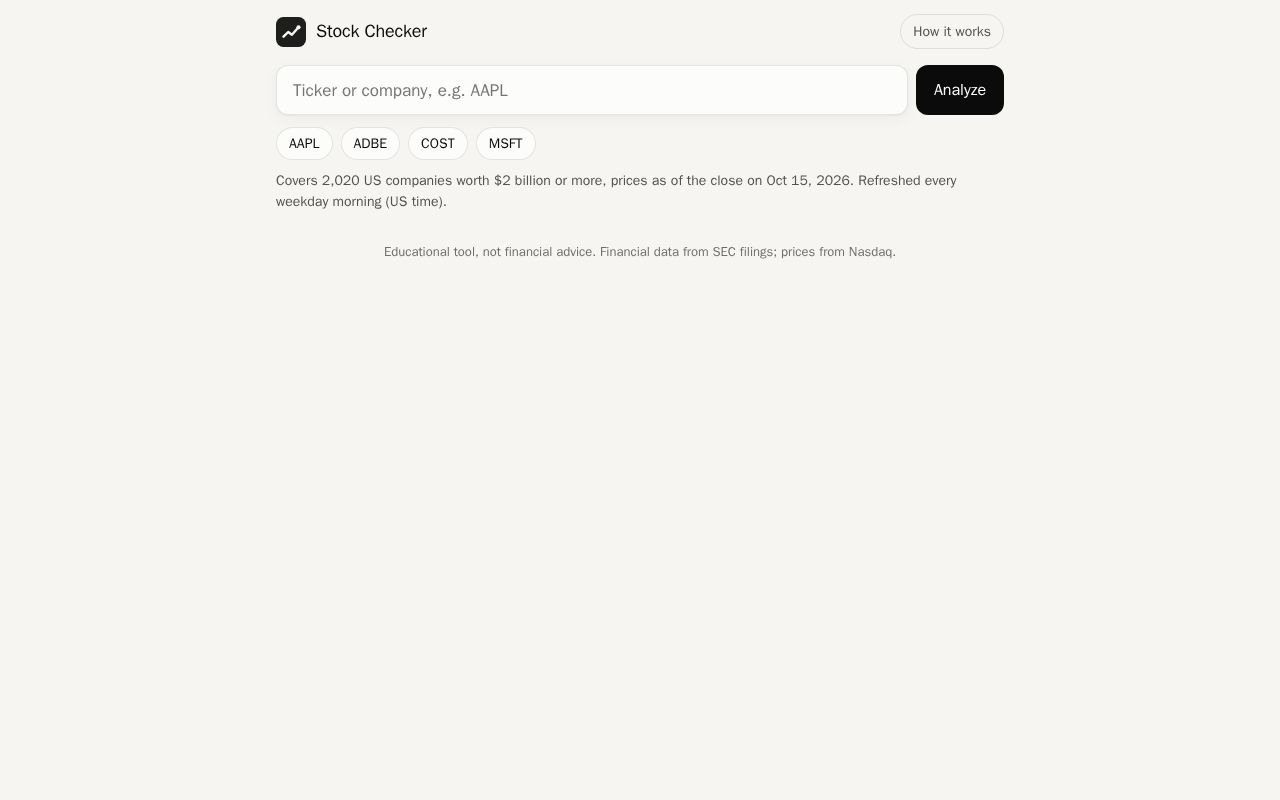 Preview of Stock Checker
