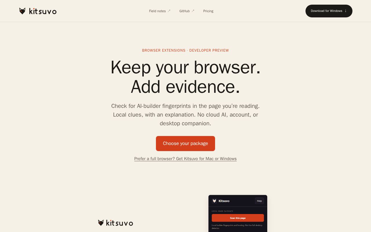 Preview of Kitsuvo browser extensions