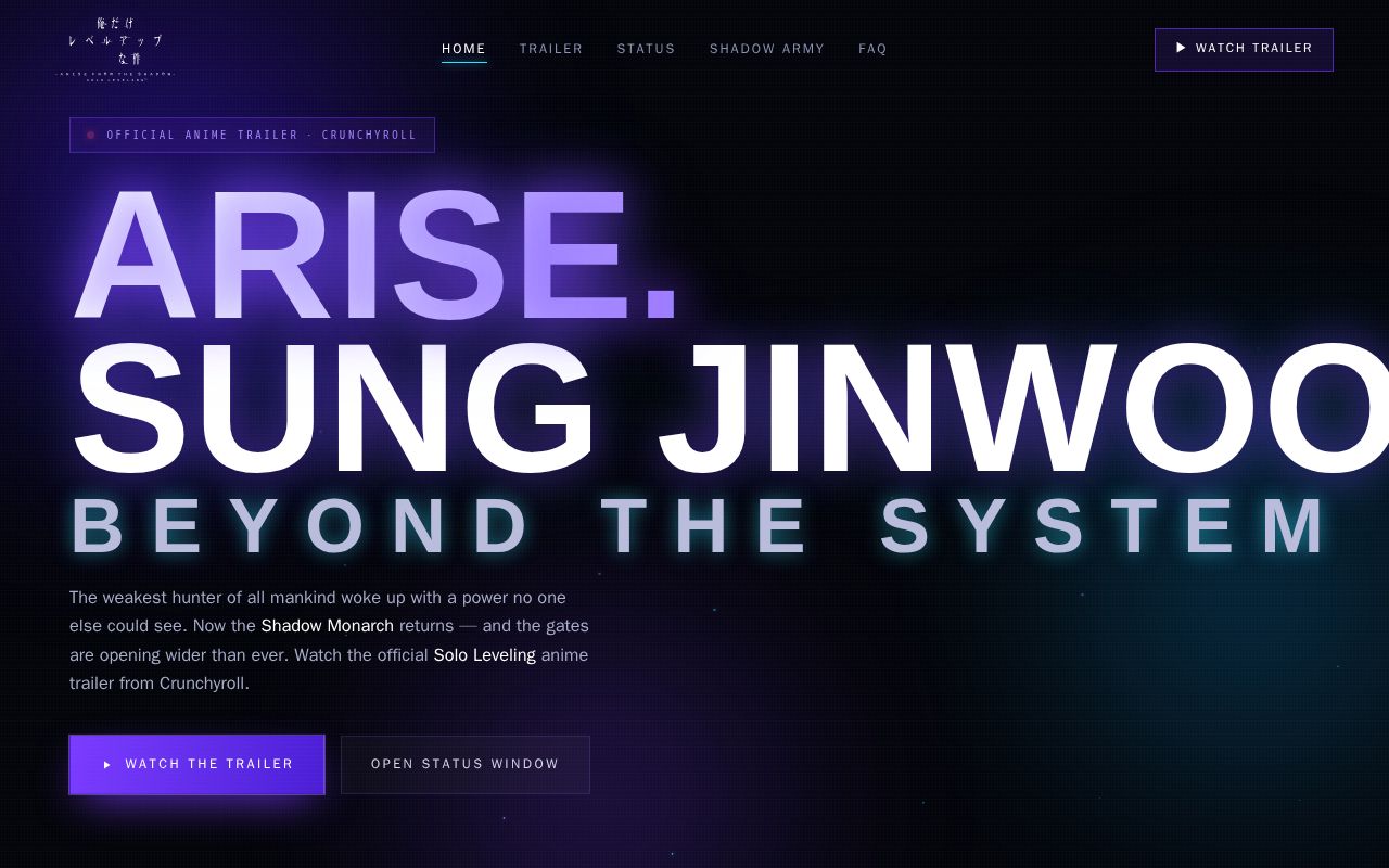 Preview of Solo Leveling Site