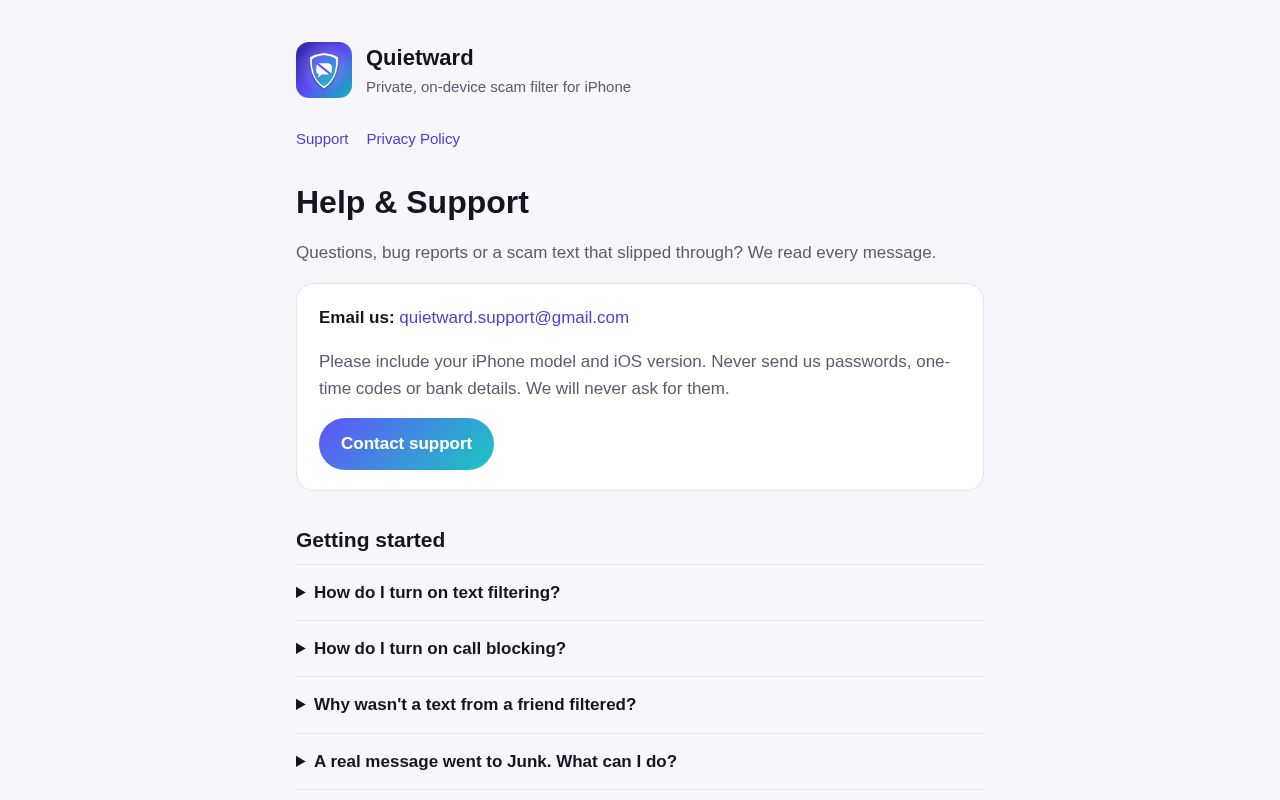 Preview of Quietward