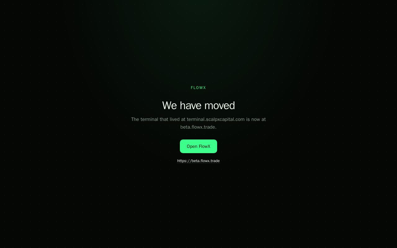 Preview of Moved notice for terminal.scalpxcapital.com