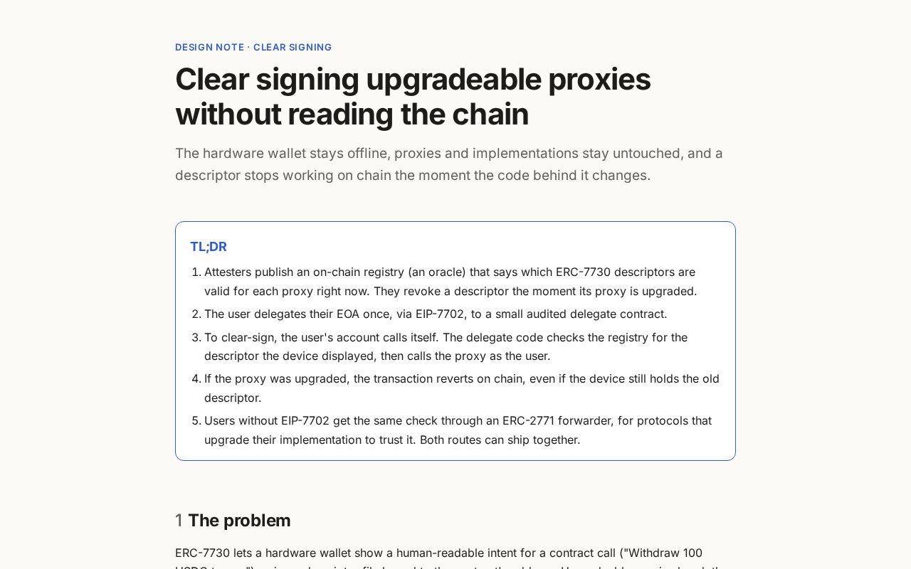 Preview of Proxy Clear Signing