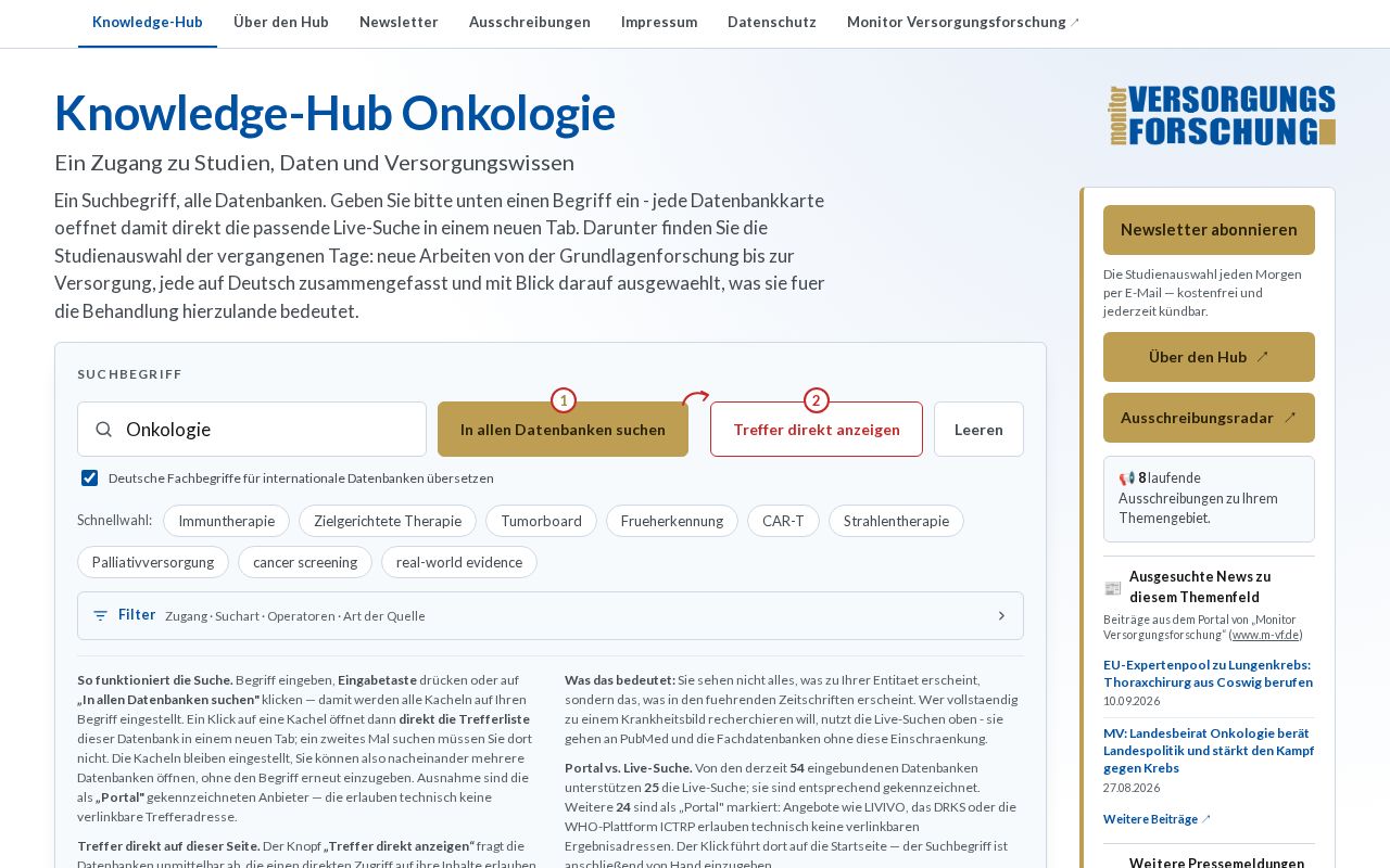 Preview of Knowledge-Hub onkologie - ein Rechercheportal von Monitor Versorgungsforschung
