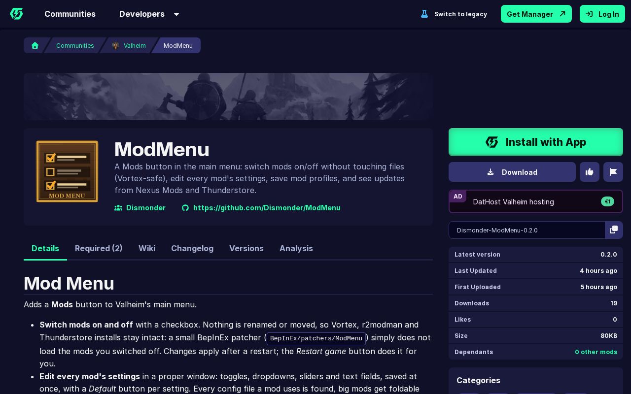 Preview of ModMenu