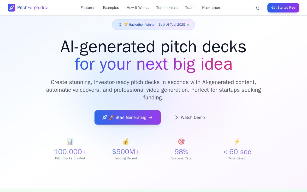 Preview of PitchForge.dev