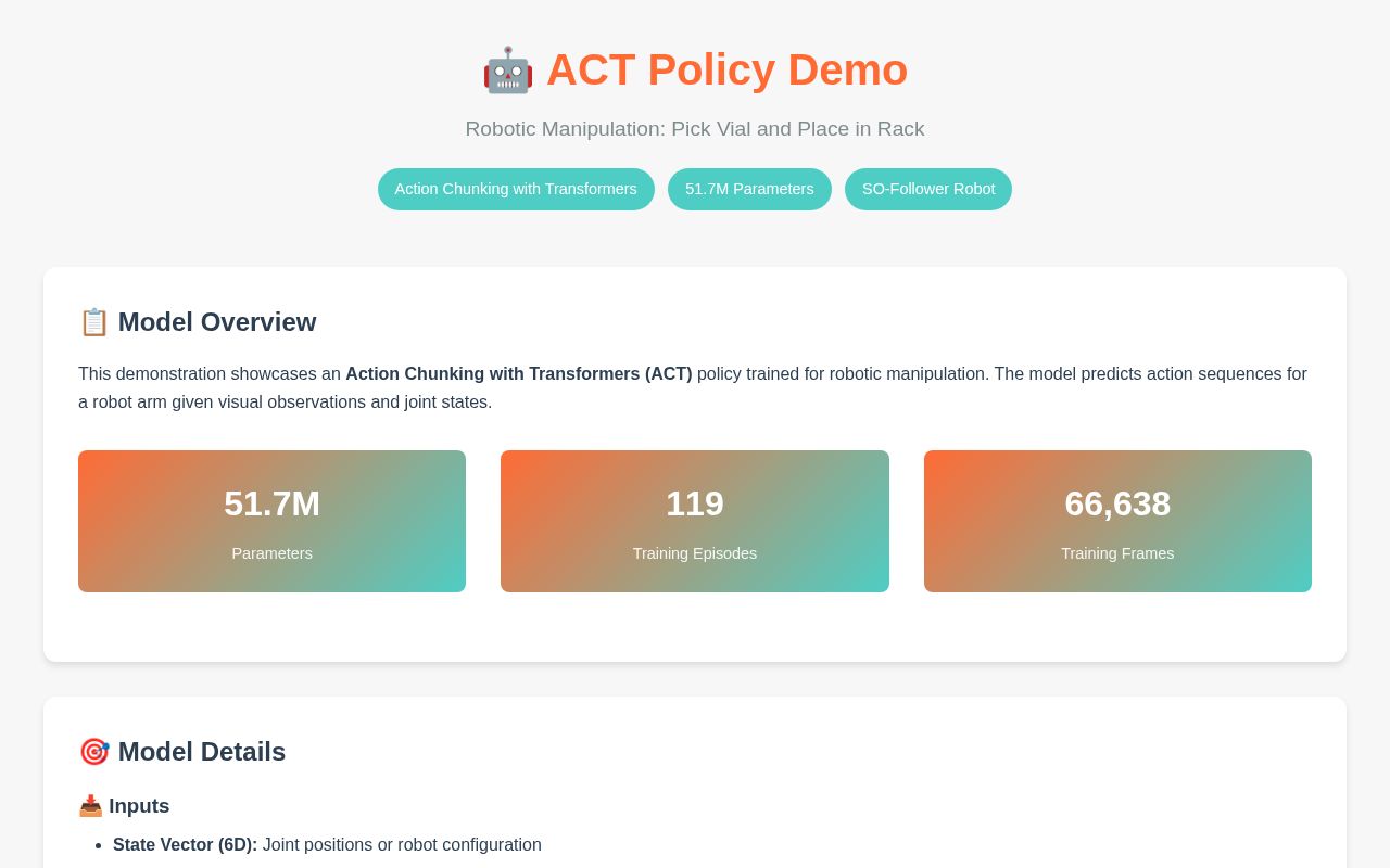 Preview of ACT Policy Demo - Robotic Manipulation