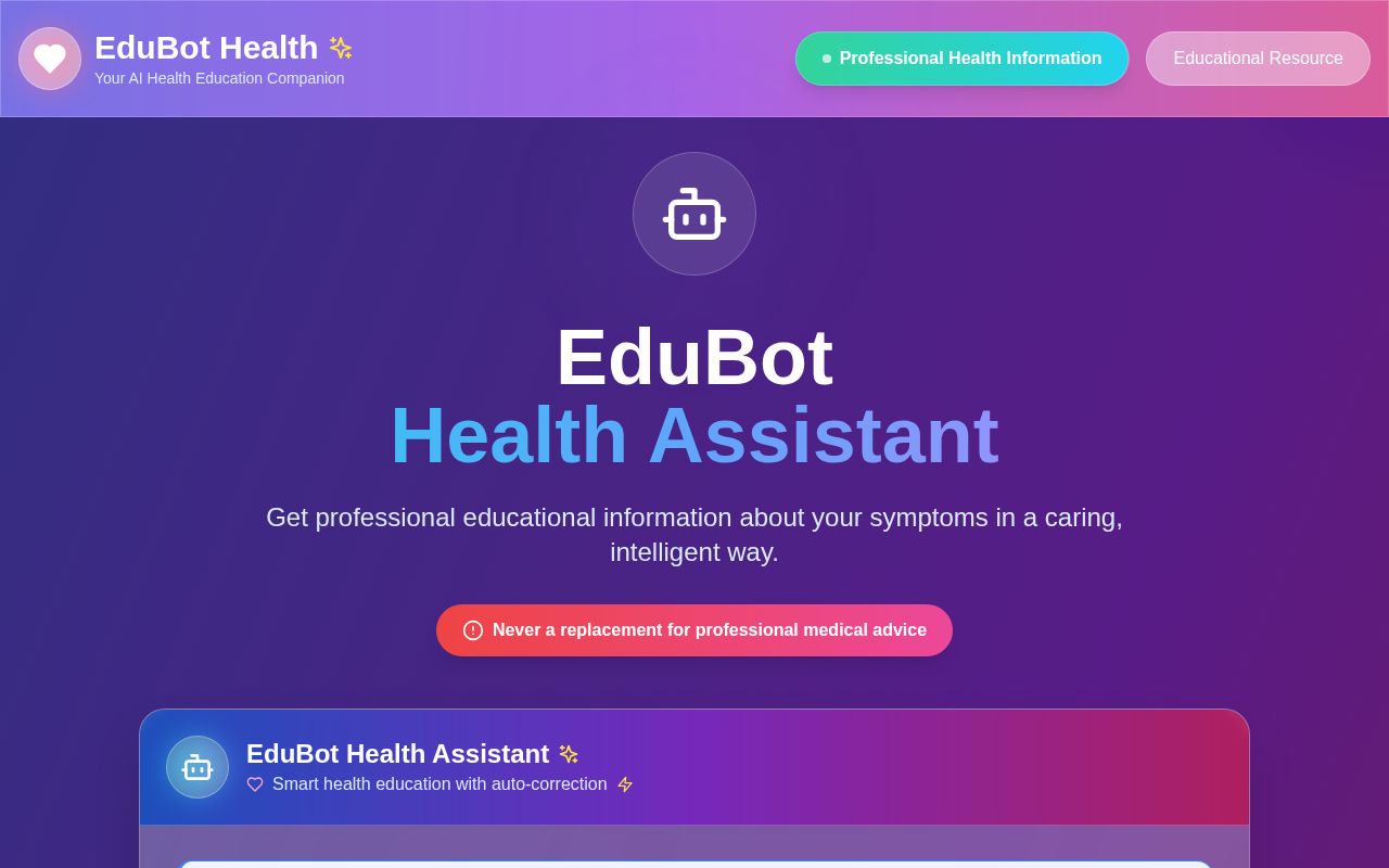 Preview of AI Health Symptom Checker (EduBot)