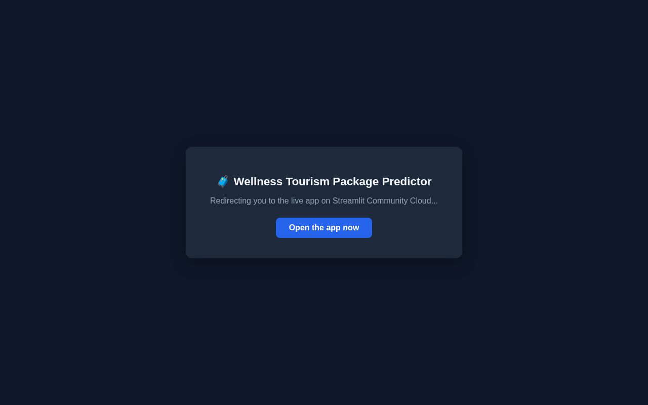 Preview of Tourism Wellness Package Predictor
