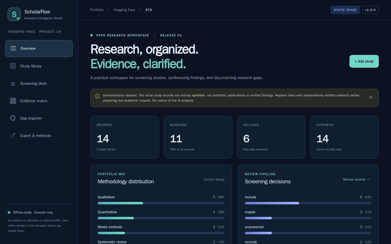 Preview of ScholarFlow Research Intelligence Studio