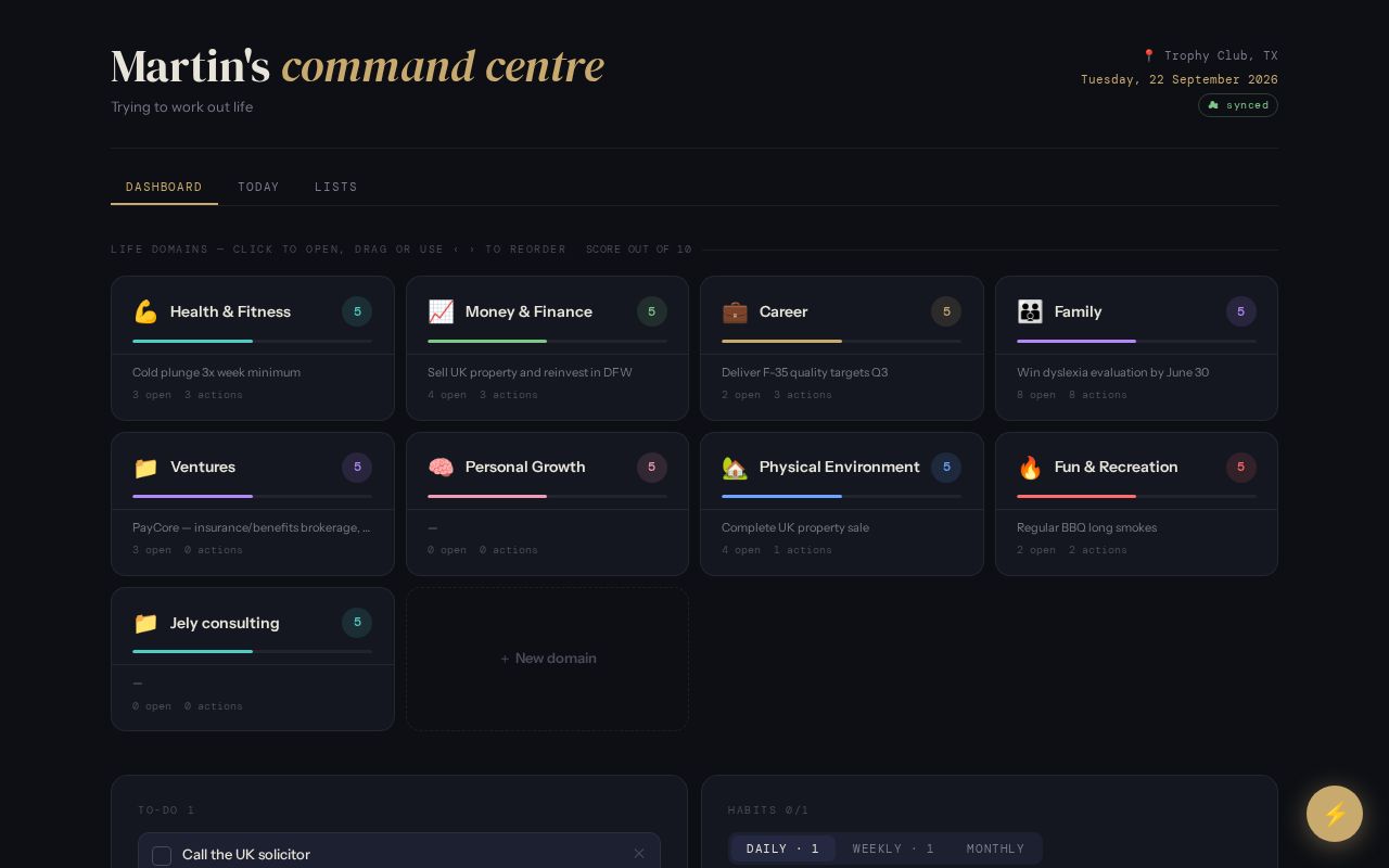 Preview of Life Dashboard