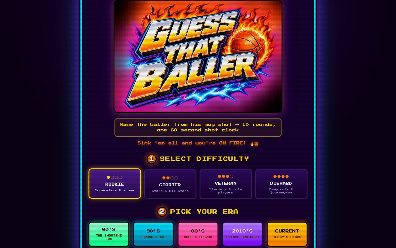 Preview of A retro arcade-style NBA player guessing game.