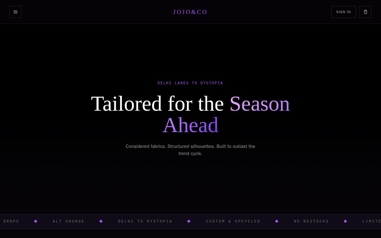 Preview of JoJo Co Frontend