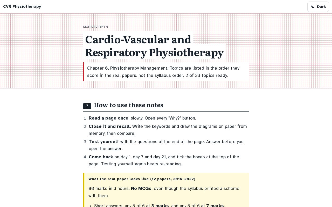 Preview of CVR Physiotherapy notes