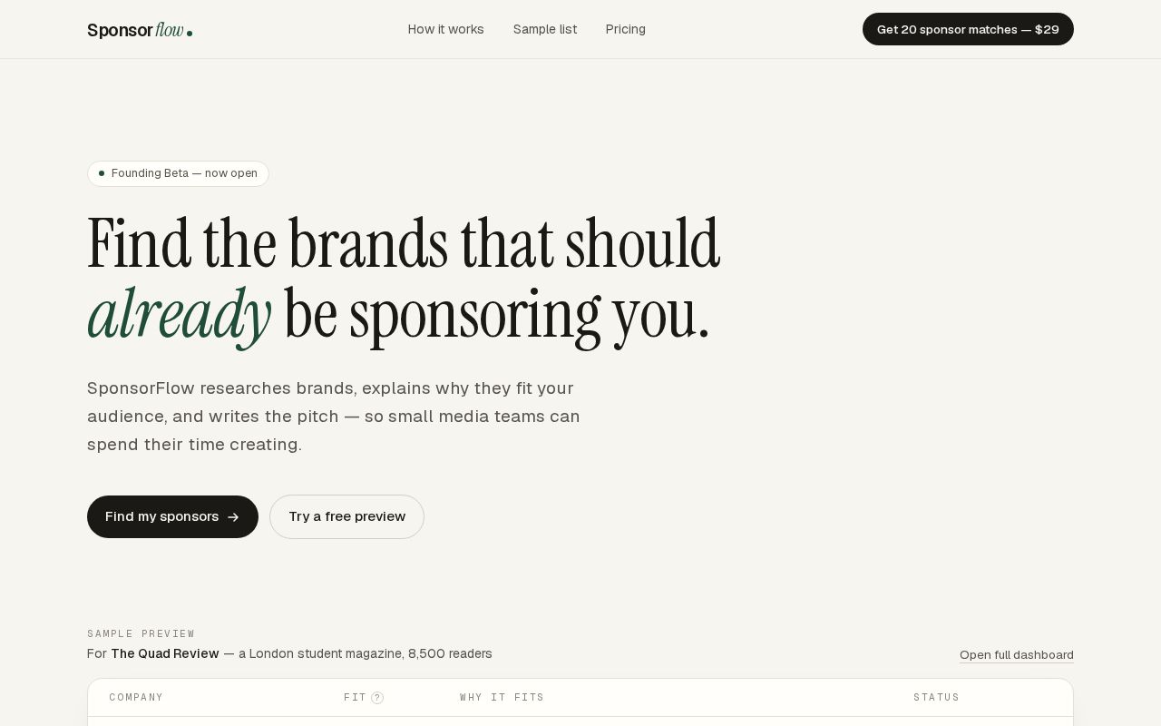 Preview of Sponsorflow